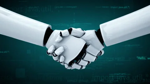 Futuristic robot artificial intelligence huminoid AI programming coding Stock Footage 220640202