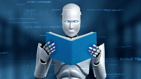 Futuristic robot artificial intelligence huminoid AI programming coding Stock Footage 220697928
