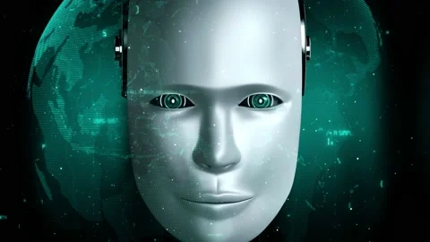 Futuristic robot artificial intelligence huminoid AI programming coding Stock Footage 225102118