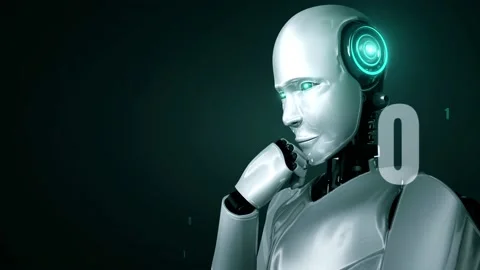 Futuristic robot artificial intelligence huminoid AI programming coding Stock Footage 225214886