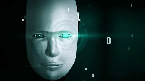 Futuristic robot artificial intelligence huminoid AI programming coding Stock Footage 230035751
