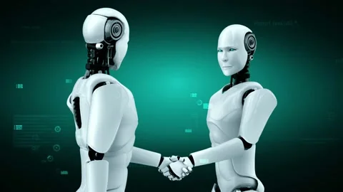 Futuristic robot artificial intelligence huminoid AI programming coding Stock Footage 230035867