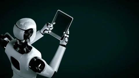 Futuristic robot artificial intelligence huminoid AI programming coding Stock Footage 231092225