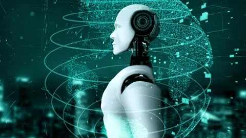 Futuristic robot artificial intelligence... | Stock Video | Pond5