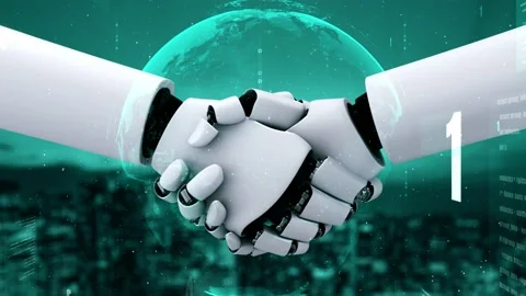 Futuristic robot artificial intelligence huminoid AI programming coding Stock Footage 231541799