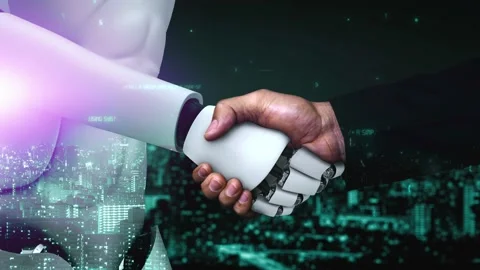 Futuristic robot artificial intelligence huminoid AI programming coding Stock Footage 232158426