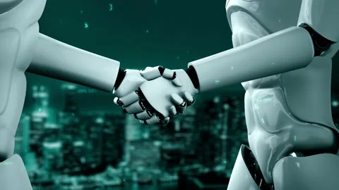 Futuristic robot artificial intelligence huminoid AI programming coding Stock Footage 232903180