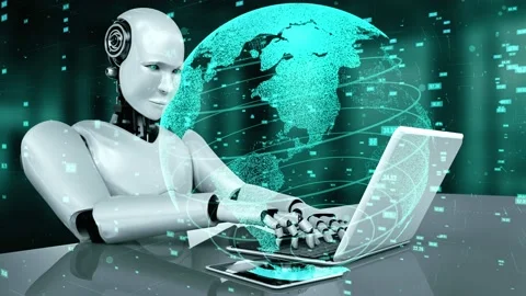 Futuristic robot artificial intelligence... | Stock Video | Pond5