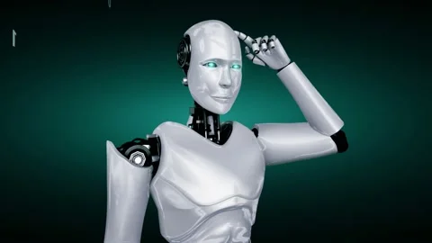 Futuristic robot artificial intelligence huminoid AI programming coding Stock Footage 233947629