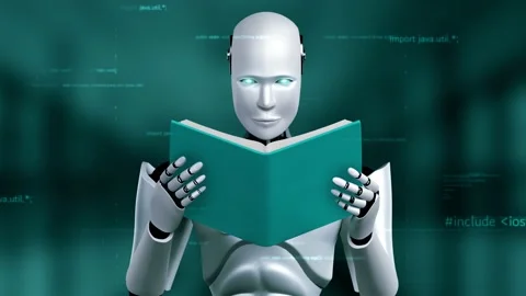Futuristic robot artificial intelligence huminoid AI programming coding Stock Footage 234774812