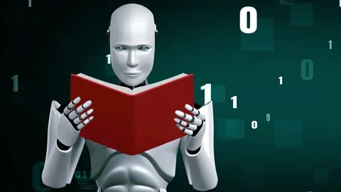 Futuristic robot artificial intelligence huminoid AI programming coding Stock Footage 235573977
