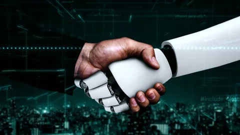 Futuristic robot artificial intelligence huminoid AI programming coding Stock Footage 235574156