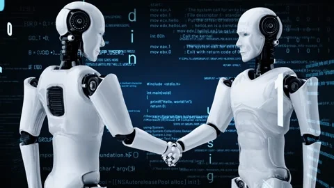 Futuristic robot artificial intelligence huminoid AI programming coding Stock Footage 294977152