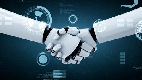 Futuristic robot artificial intelligence huminoid AI for industrial factory 스톡 일러스트