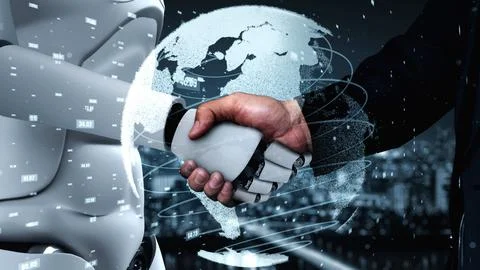 Futuristic robot artificial intelligence huminoid AI data analytic technology イラスト素材