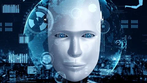 Futuristic robot artificial intelligence huminoid AI for industrial factory 스톡 일러스트
