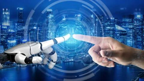 Futuristic robot artificial intelligence revolutionary AI technology concept Stock Footage 177790753