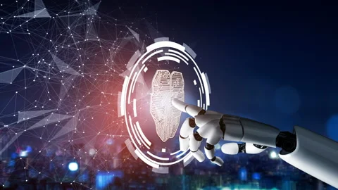 Futuristic robot artificial intelligence revolutionary AI technology concept Stock Footage 178067903