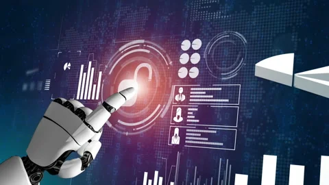 Futuristic robot artificial intelligence revolutionary AI technology concept Video stock 184028109
