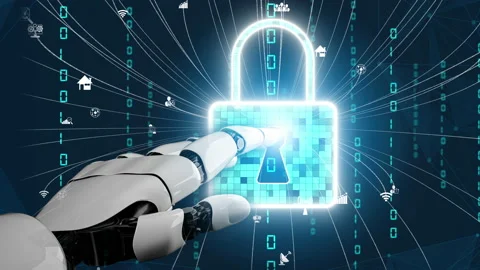 Futuristic robot artificial intelligence revolutionary AI technology concept Stock Footage 187960851