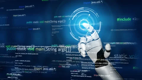 Futuristic robot artificial intelligence revolutionary AI technology concept Stock Footage 191087710