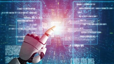 Futuristic robot artificial intelligence revolutionary AI technology concept Video stock 195787067