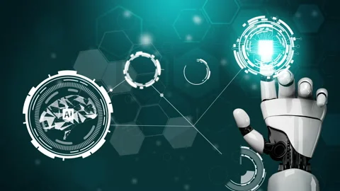 Futuristic robot artificial intelligence revolutionary AI technology concept Stock Footage 197097239