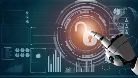 Futuristic robot artificial intelligence revolutionary AI technology concept Video stock 201305129