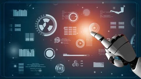 Futuristic robot artificial intelligence revolutionary AI technology concept Stock Illustration