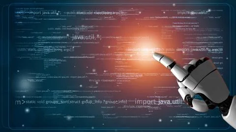 Futuristic robot artificial intelligence revolutionary AI technology concept Stock Illustration