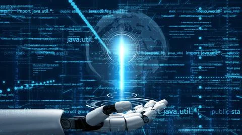 Futuristic robot artificial intelligence revolutionary AI technology concept Stock Illustration