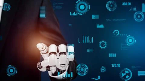 Futuristic robot artificial intelligence revolutionary AI technology concept Stock Illustration