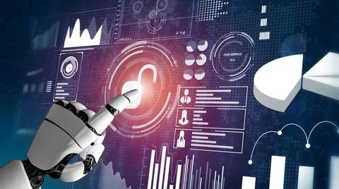 Futuristic robot artificial intelligence revolutionary AI technology concept Stock-Illustration