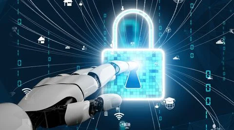 Futuristic robot artificial intelligence revolutionary AI technology concept Stock Illustration