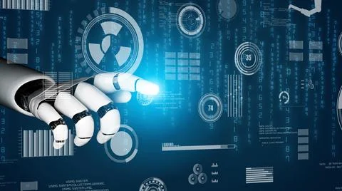 Futuristic robot artificial intelligence revolutionary AI technology concept イラスト素材