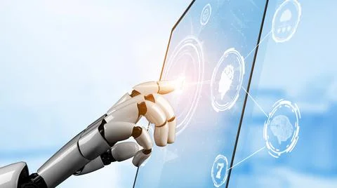 Futuristic robot artificial intelligence revolutionary AI technology concept Illustration