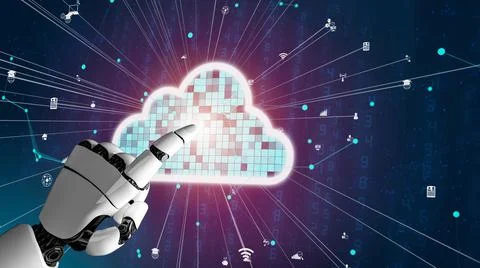 Futuristic robot artificial intelligence revolutionary AI technology concept Stock Illustration