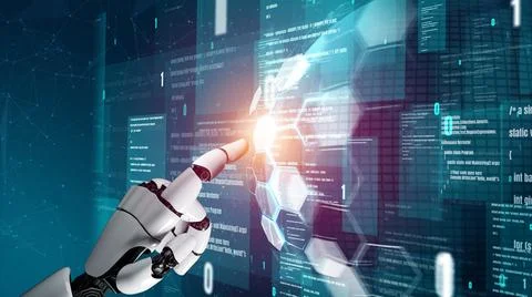 Futuristic robot artificial intelligence revolutionary AI technology concept イラスト素材