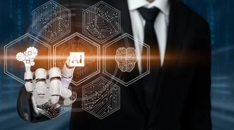 Futuristic robot artificial intelligence revolutionary AI technology concept Stockillustratie