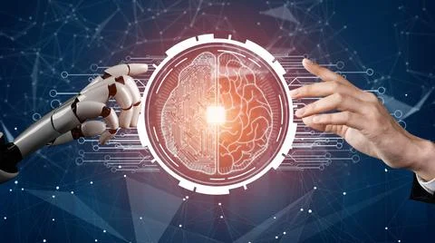 Futuristic robot artificial intelligence revolutionary AI technology concept 스톡 일러스트
