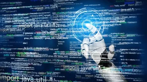 Futuristic robot artificial intelligence revolutionary AI technology concept Stock Illustration