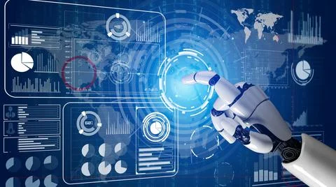 Futuristic robot artificial intelligence revolutionary AI technology concept Illustration
