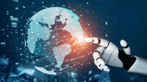 Futuristic robot artificial intelligence revolutionary AI technology concept Stock Illustration