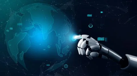 Futuristic robot artificial intelligence revolutionary AI technology concept Illustrazione stock