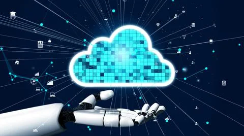 Futuristic robot artificial intelligence revolutionary AI technology concept Stock Illustration