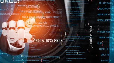 Futuristic robot artificial intelligence revolutionary AI technology concept Stock Illustration
