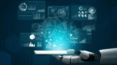 Futuristic robot artificial intelligence revolutionary AI technology concept Illustration