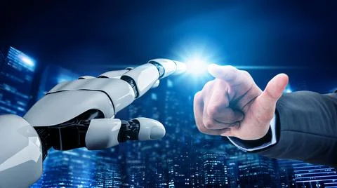 Futuristic robot artificial intelligence revolutionary AI technology concept Illustrazione stock