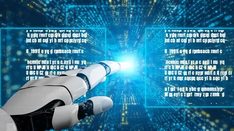 Futuristic robot artificial intelligence revolutionary AI technology concept Stock Illustration