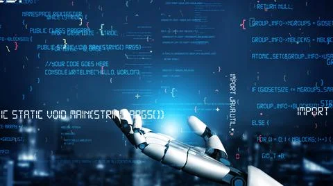 Futuristic robot artificial intelligence revolutionary AI technology concept Stock Illustration